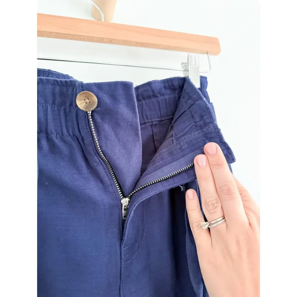 JCrew Factory | NWT Petite Twill paper-bag full-length pant Navy Blue | Sz 00P